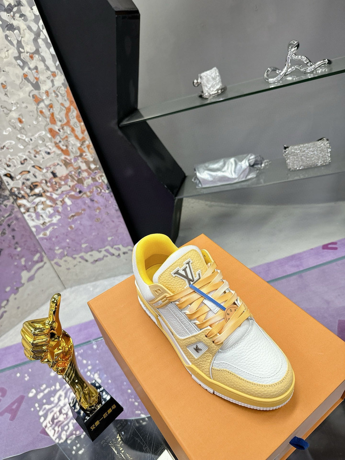 LV Trainer Sneaker Yellow White Cowhide
