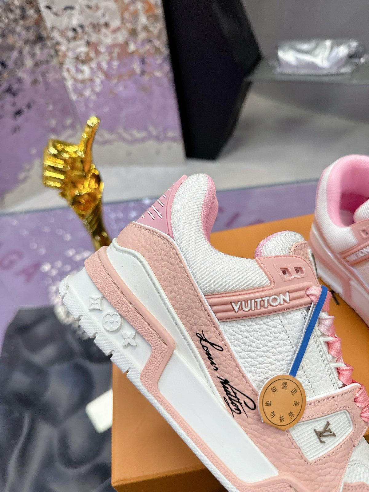 LV Trainer Sneaker Pink White Cowhide