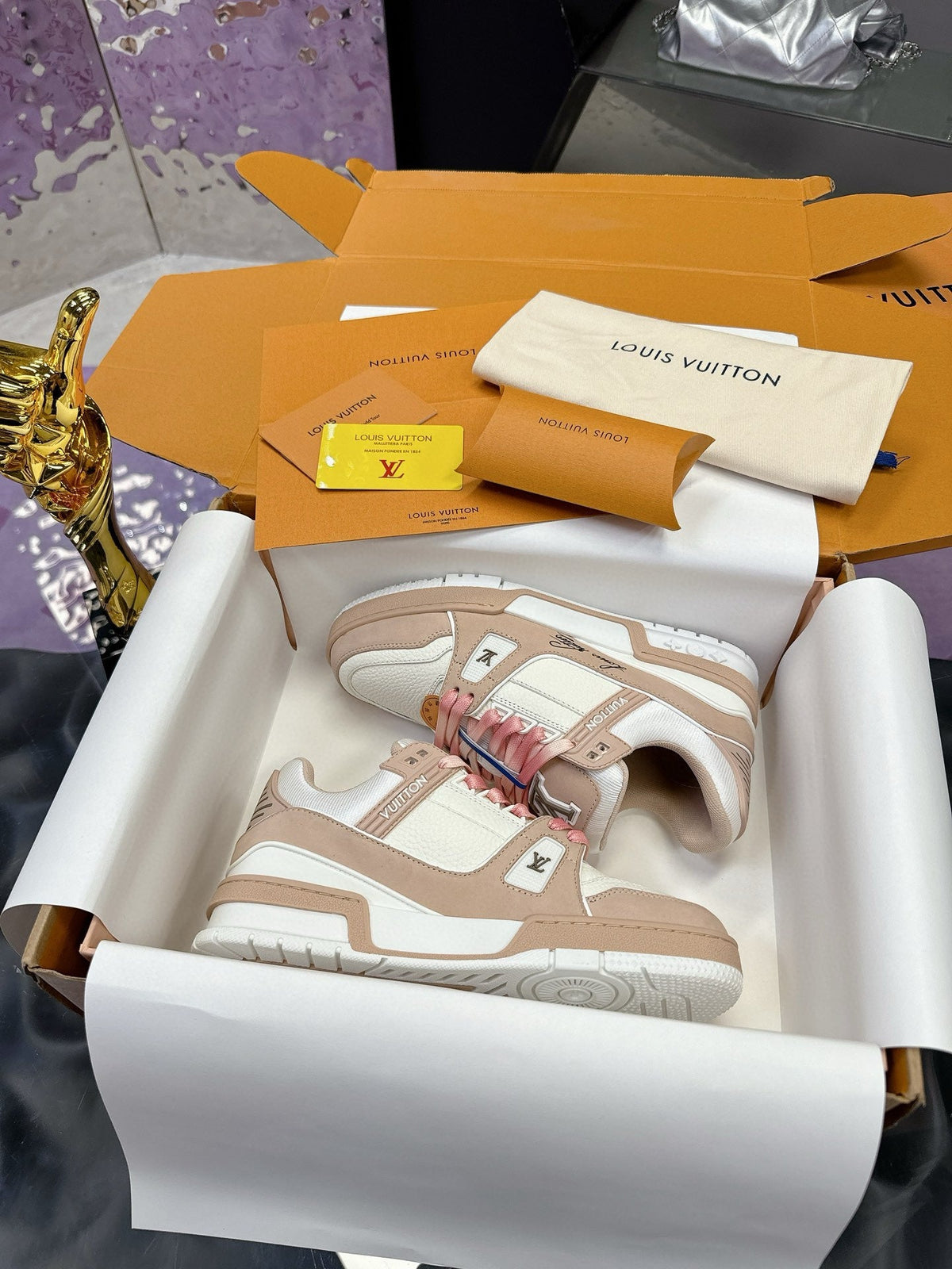 LV Trainer Sneaker Light Brown WhiteCowhide