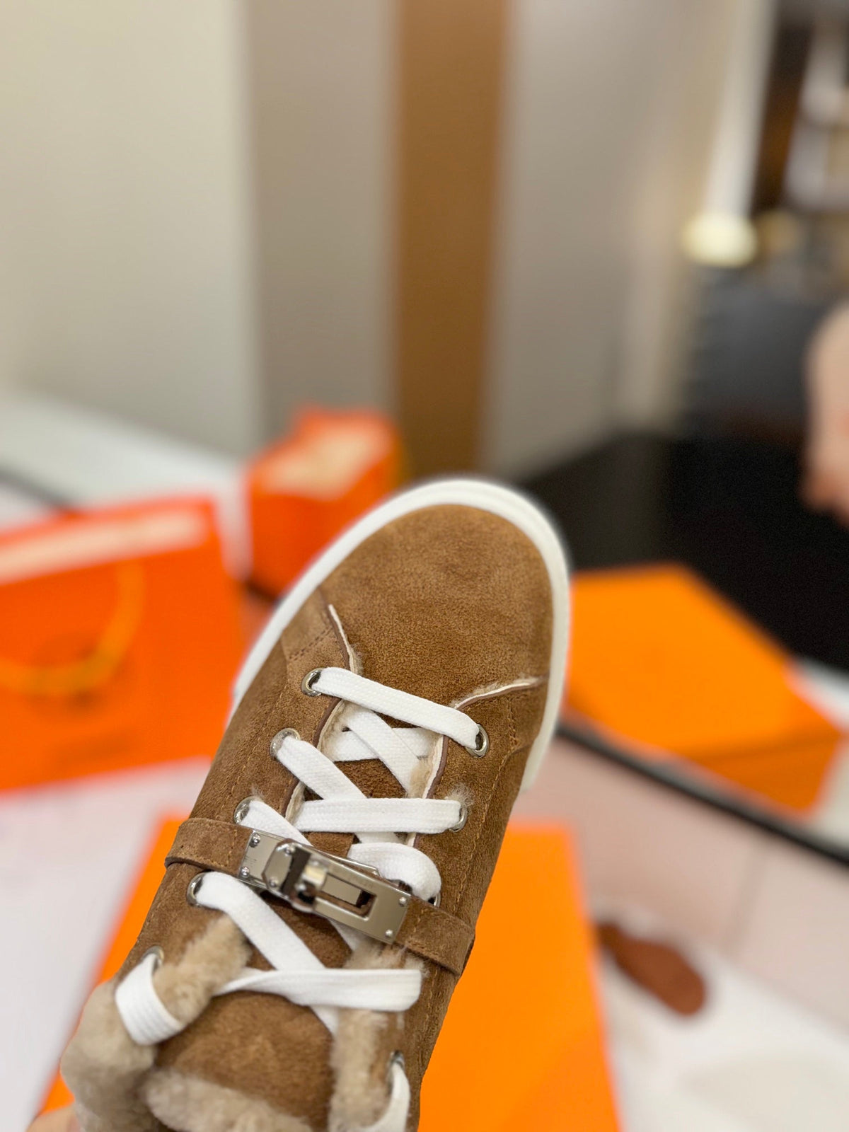 HM Day Sneaker Brown With Wool Lining Suede  983052