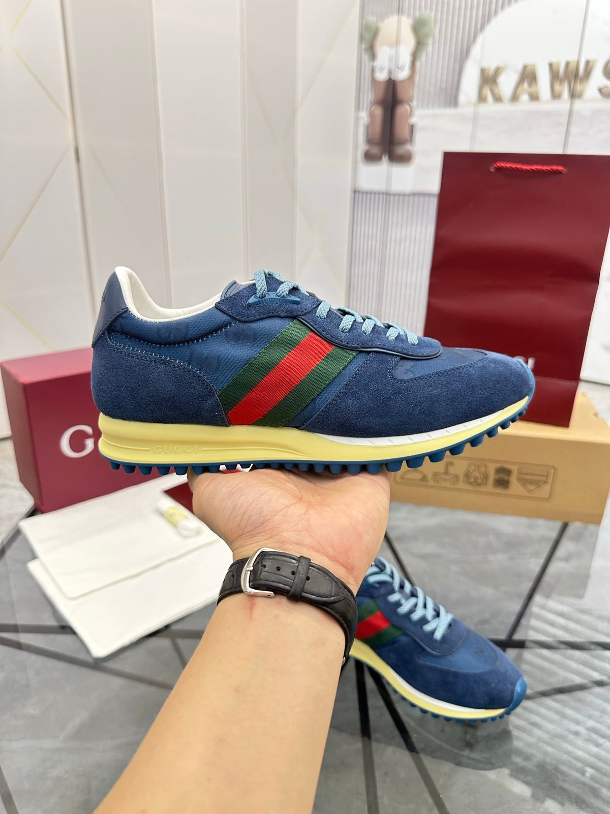 GG Men's Re-Motion Sneaker Blue Suede 733557