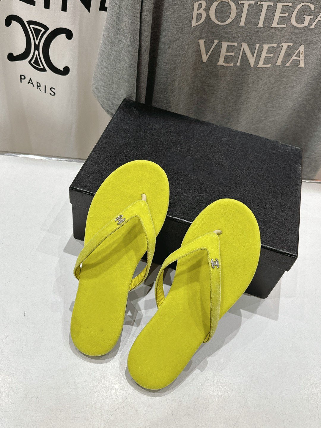 cc thong sandal yellow velvet