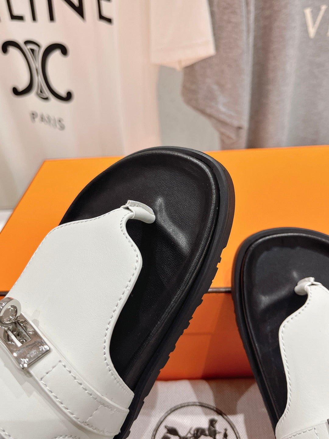 EMPIRE SANDAL BLACK MIX WHITE CALFSKIN