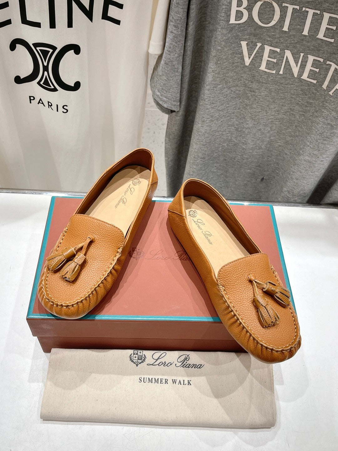 dot sole walk mocassin brown calfskin