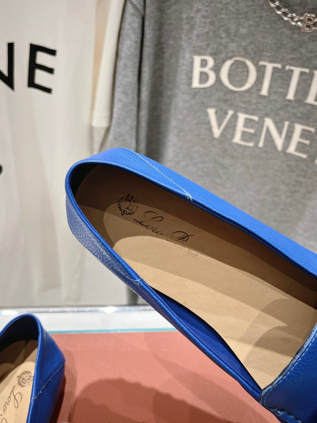 dot sole walk mocassin blue calfskin