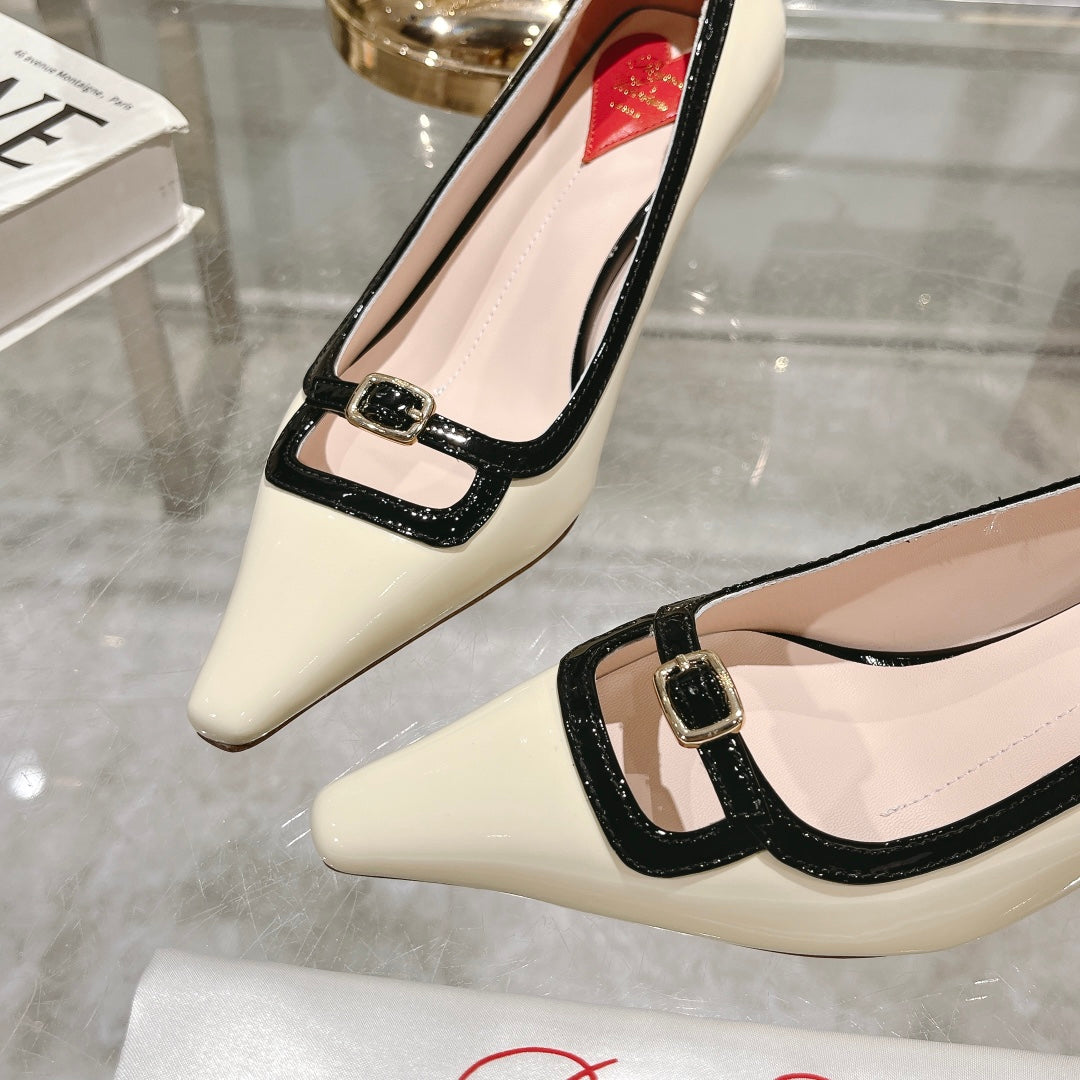 Viv Canard Pumps 55 Black White Patent Leather