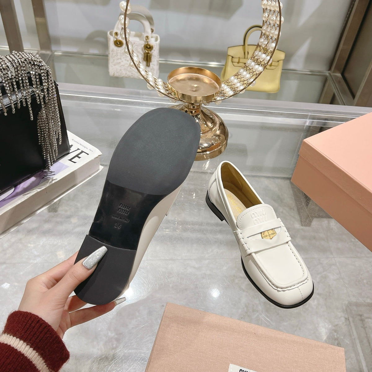 Miu 25C Loafers White Cowhide 235304