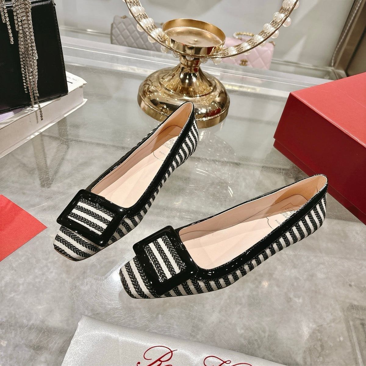 Viv 25 Pumps 2.5cm Black Floral Fabric Leather 355490