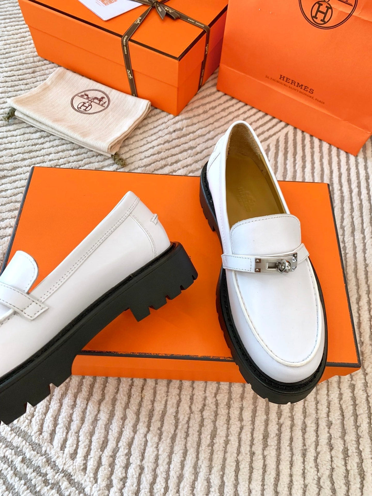HM Icone Loafer White Nappa Goat Leather  963173