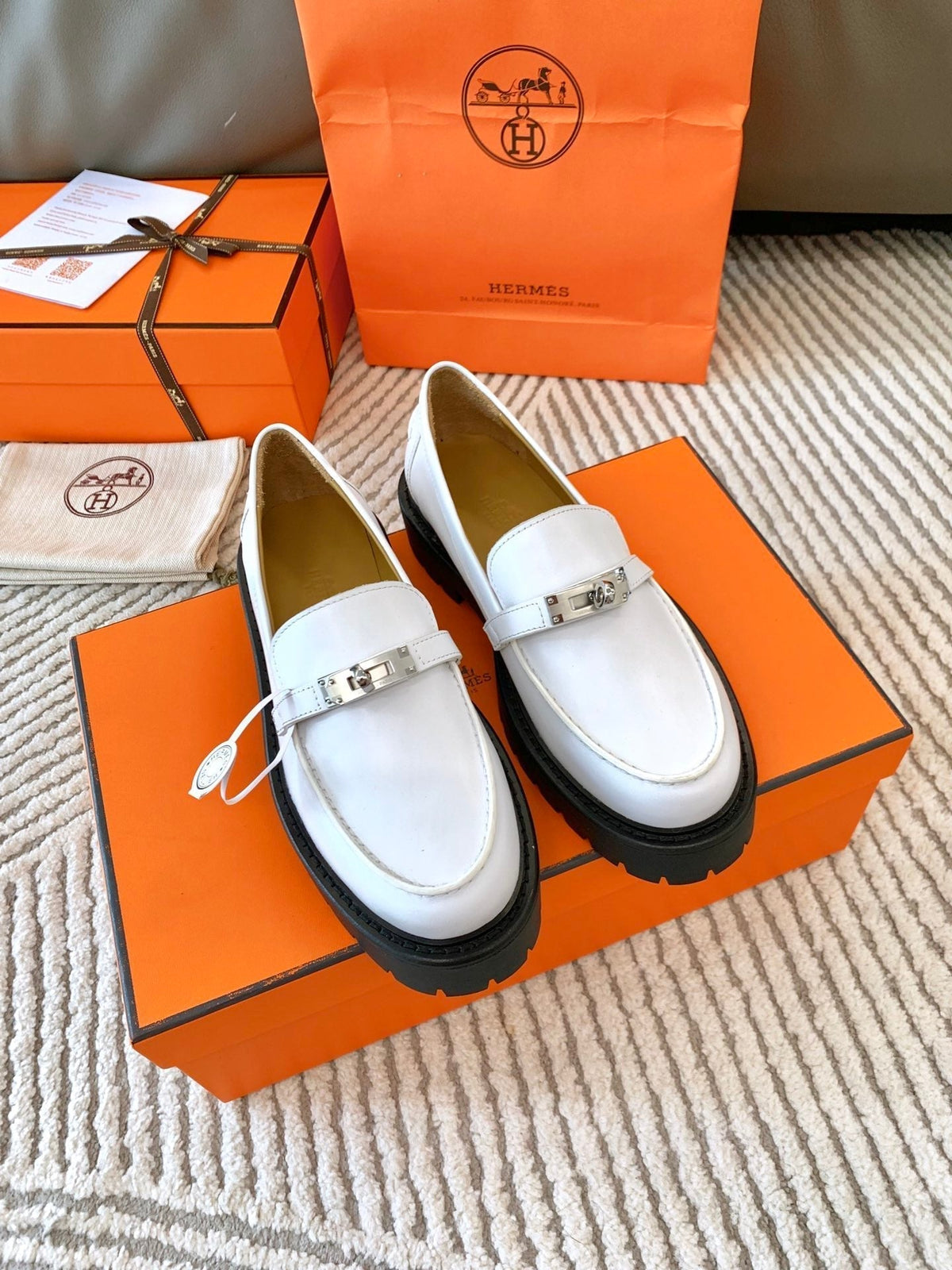 HM Icone Loafer White Nappa Goat Leather  963173