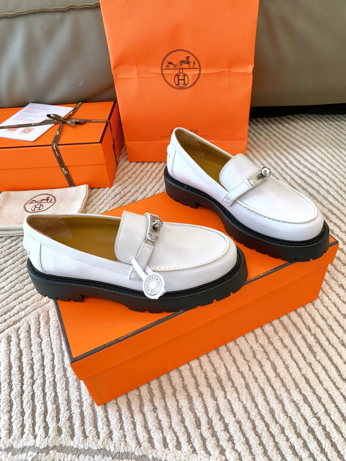 HM Icone Loafer White Nappa Goat Leather  963173