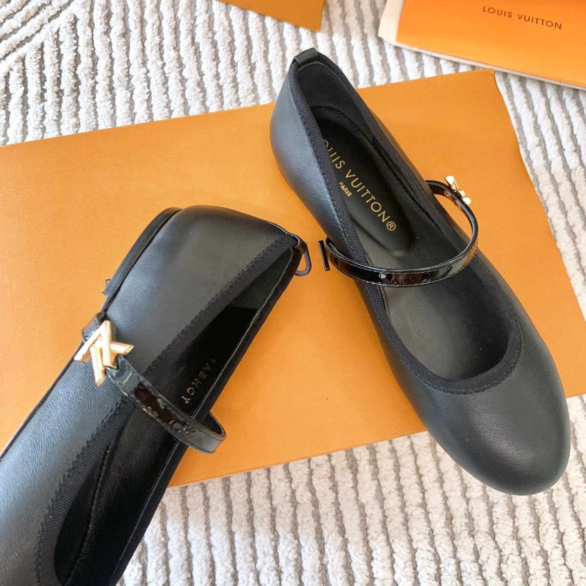 LV Romy Flat Ballerina Plain Black Lambskin