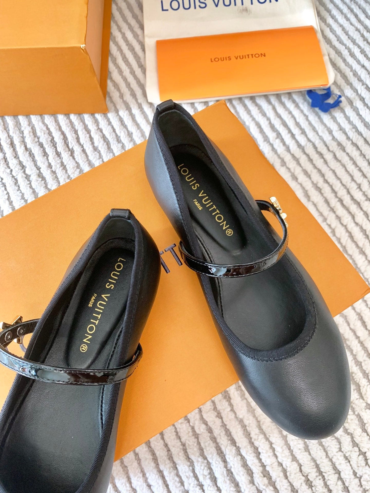 LV Romy Flat Ballerina Plain Black Lambskin