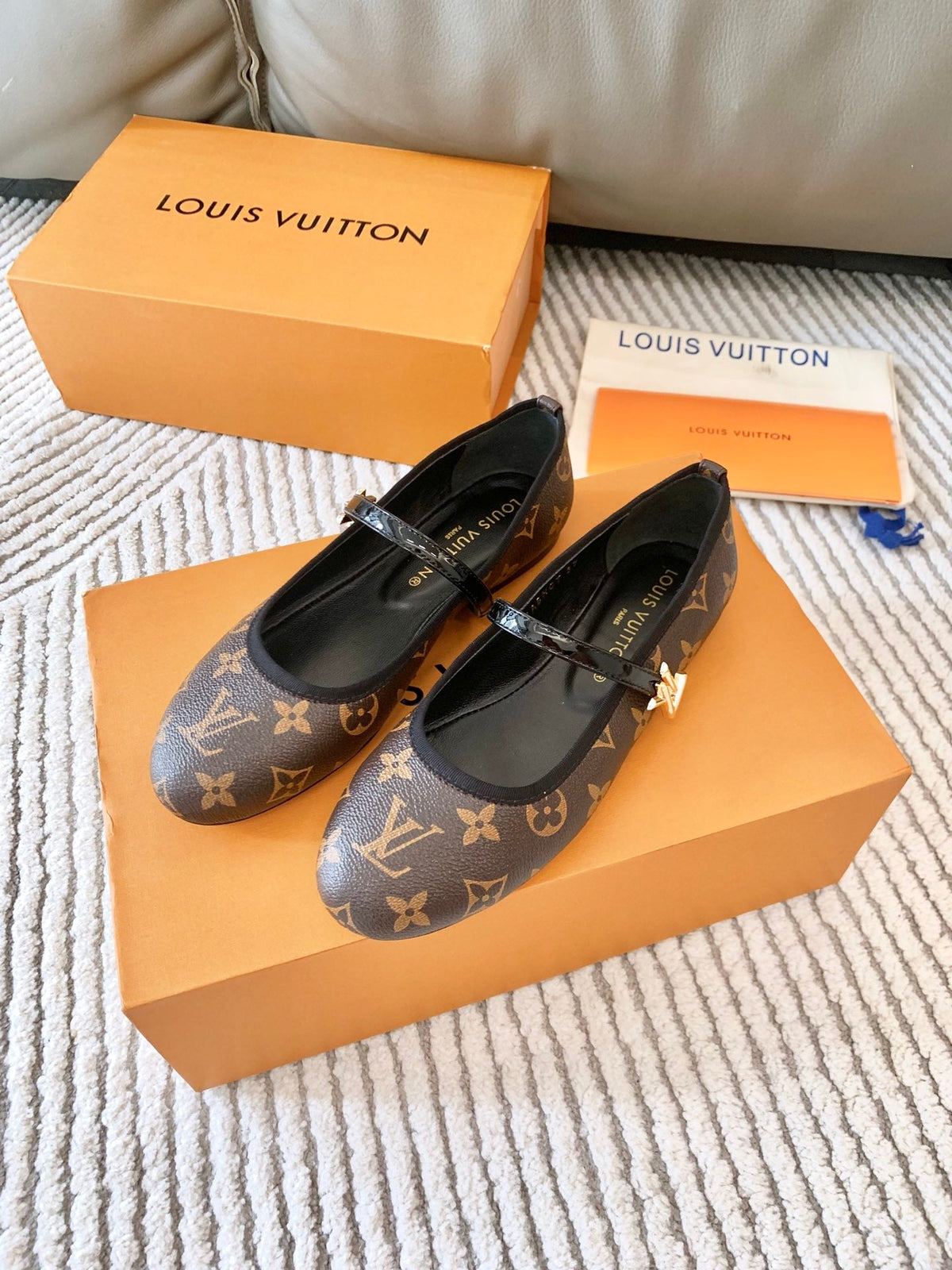 LV Romy Flat Ballerina Dark Brown Monogram Lambskin