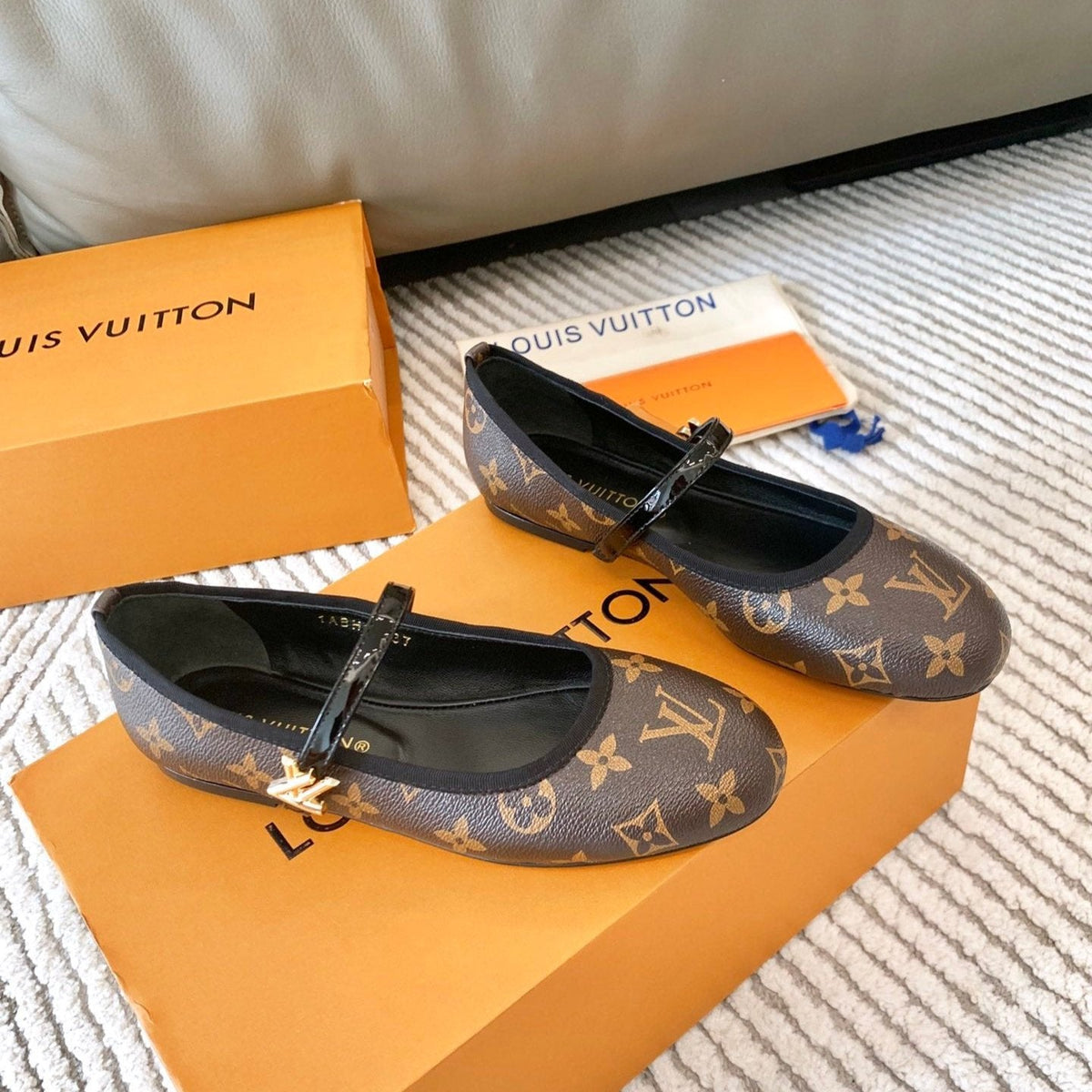 LV Romy Flat Ballerina Dark Brown Monogram Lambskin
