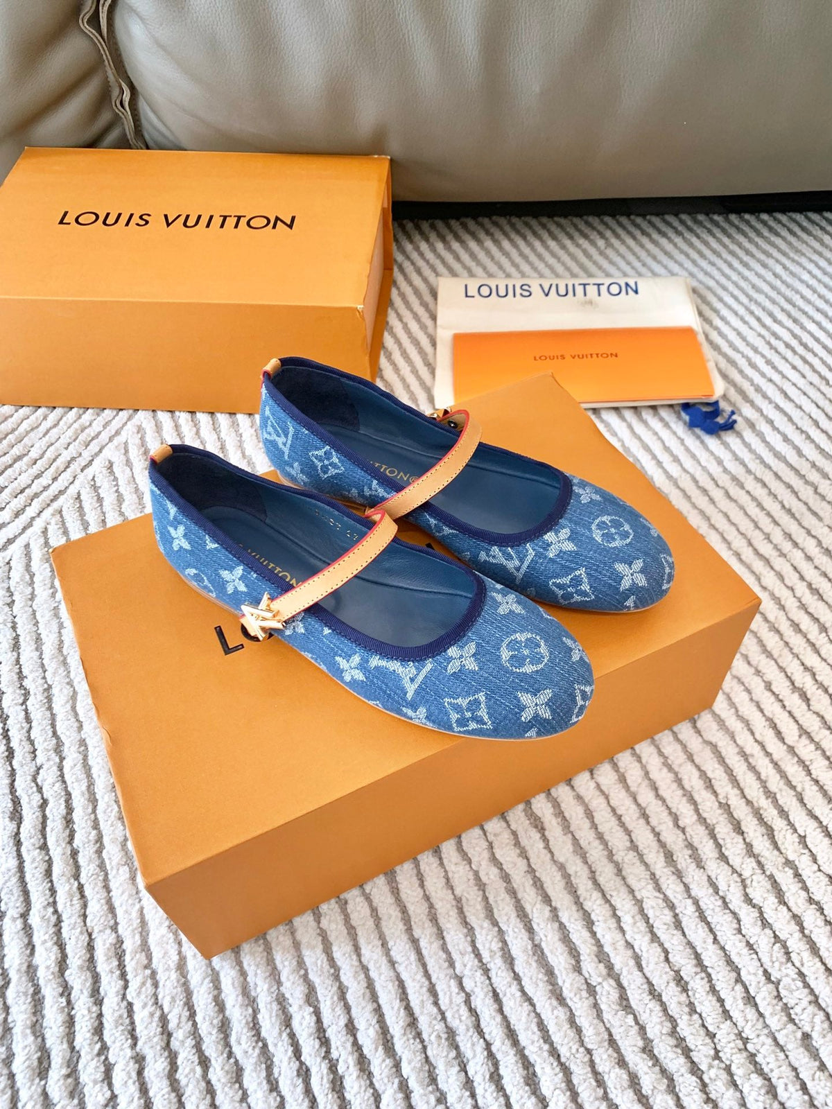 LV Romy Flat Ballerina Dark Blue Monogram Jacquard Fabric
