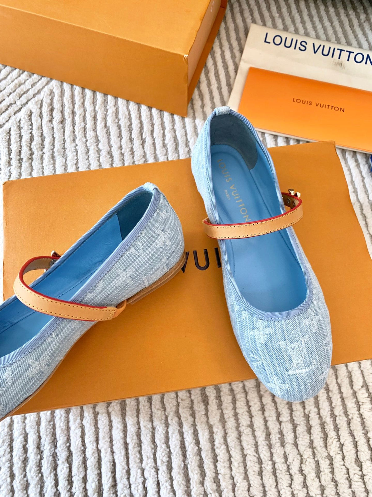 LV Romy Flat Ballerina Light Blue Monogram Jacquard Fabric