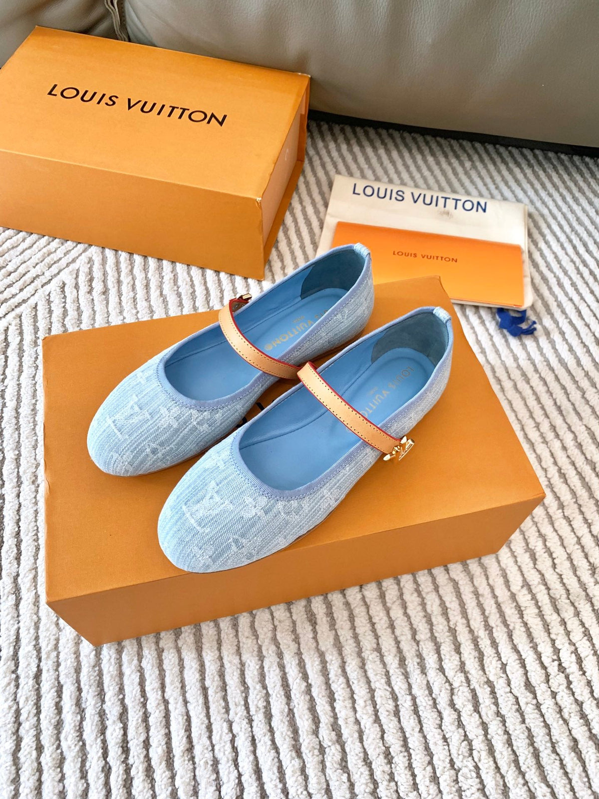 LV Romy Flat Ballerina Light Blue Monogram Jacquard Fabric