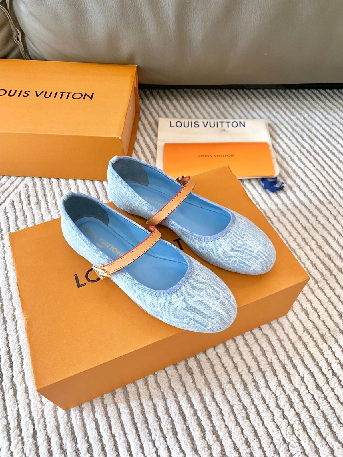 LV Romy Flat Ballerina Light Blue Monogram Jacquard Fabric