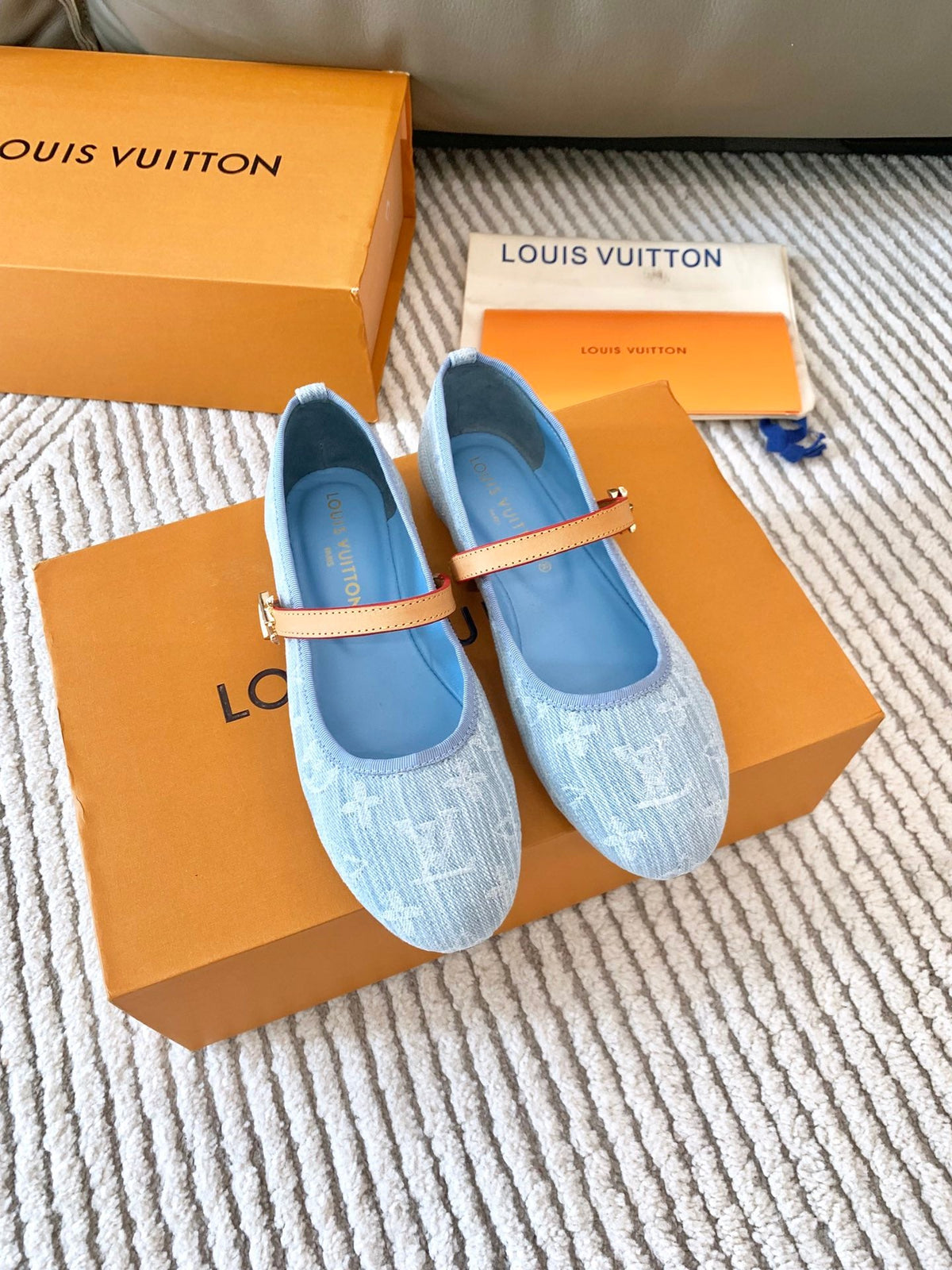 LV Romy Flat Ballerina Light Blue Monogram Jacquard Fabric