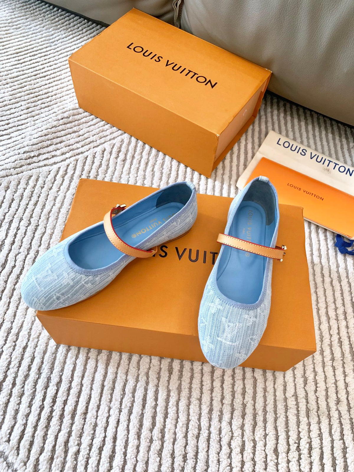 LV Romy Flat Ballerina Light Blue Monogram Jacquard Fabric
