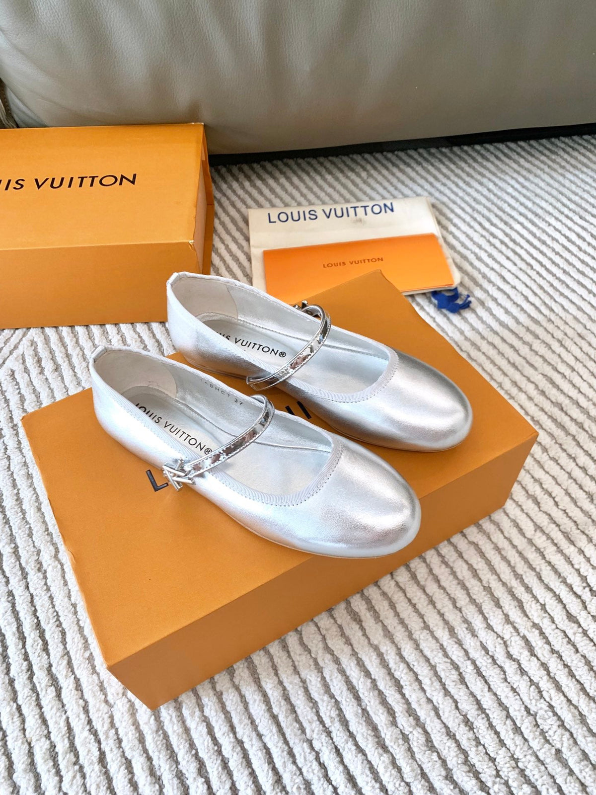 LV Romy Flat Ballerina Metallic Silver Lambskin