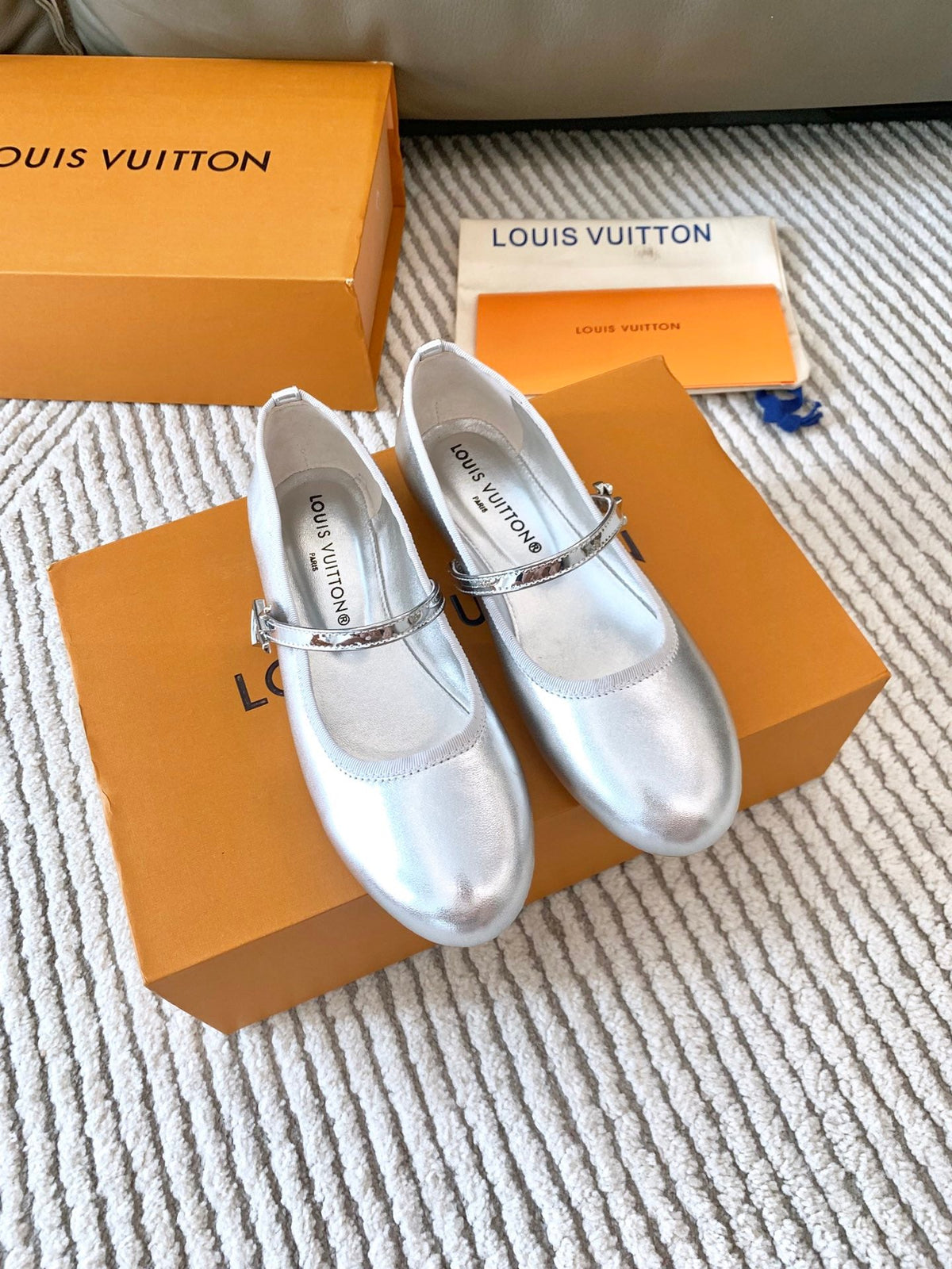 LV Romy Flat Ballerina Metallic Silver Lambskin