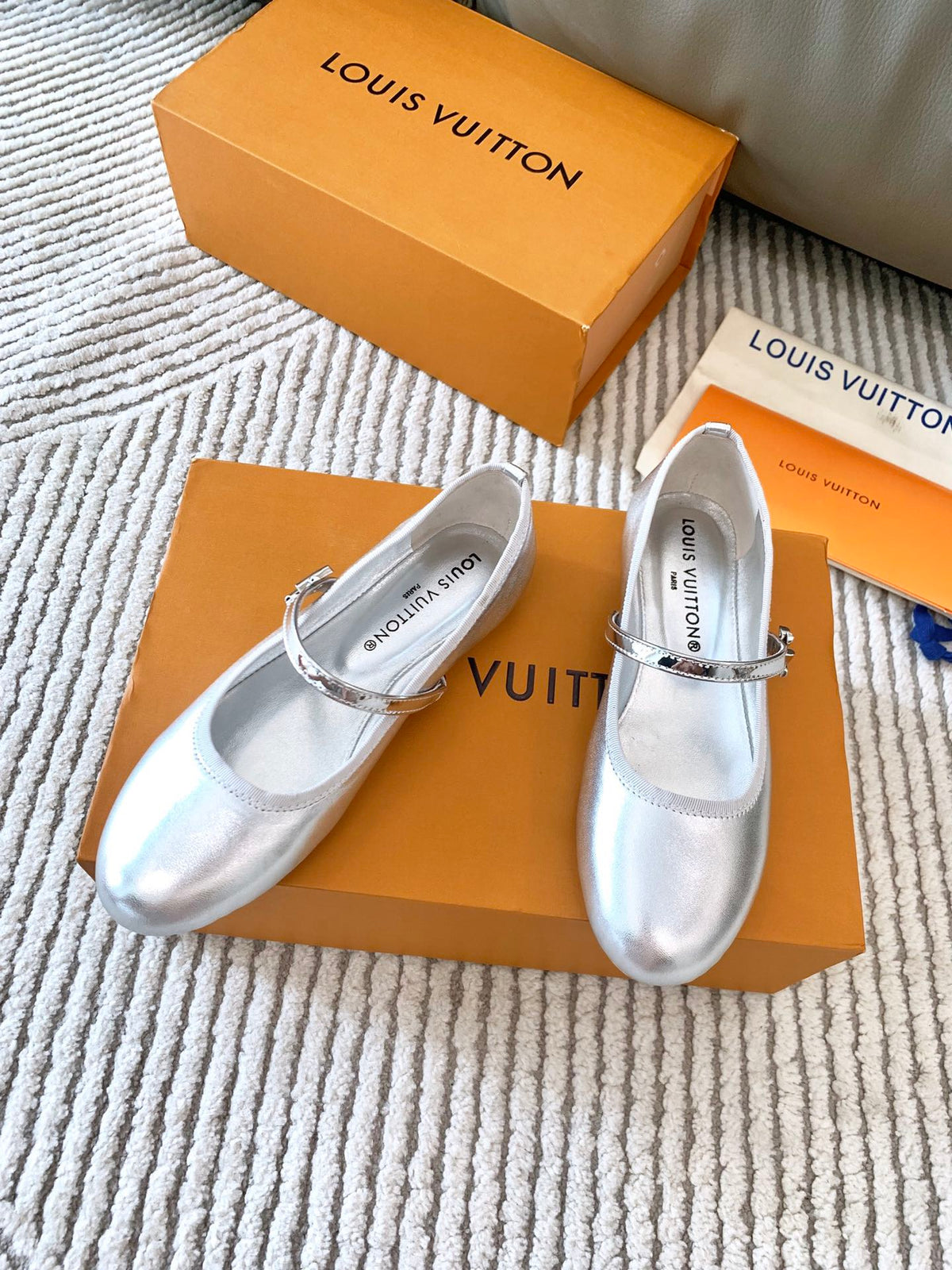 LV Romy Flat Ballerina Metallic Silver Lambskin