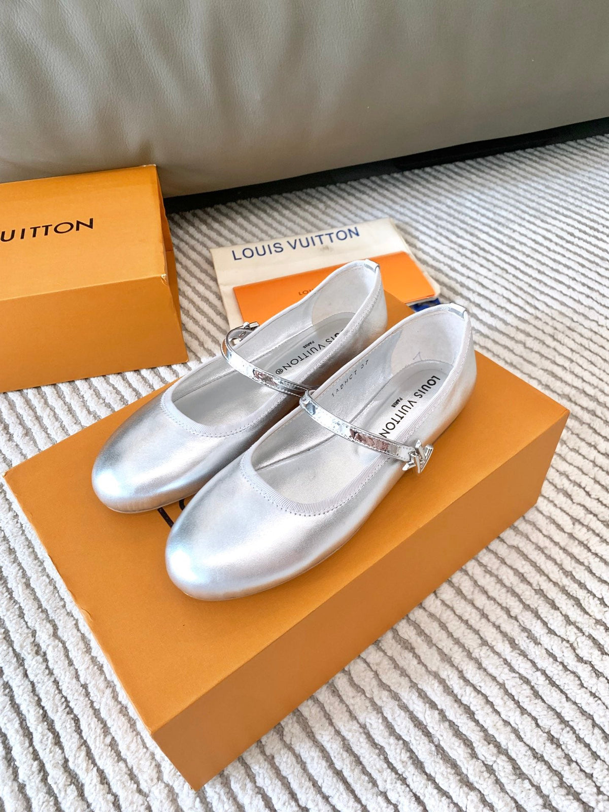 LV Romy Flat Ballerina Metallic Silver Lambskin