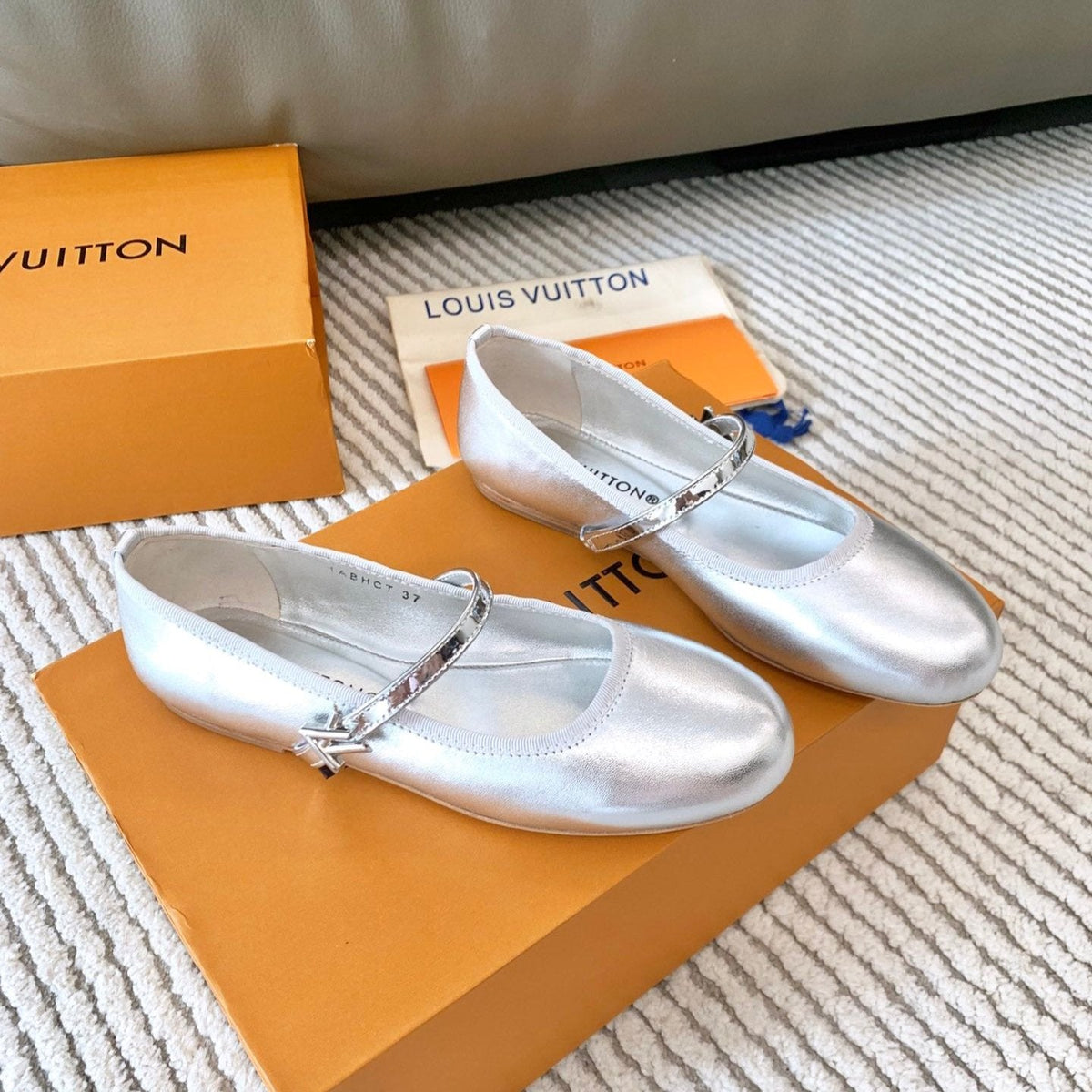 LV Romy Flat Ballerina Metallic Silver Lambskin