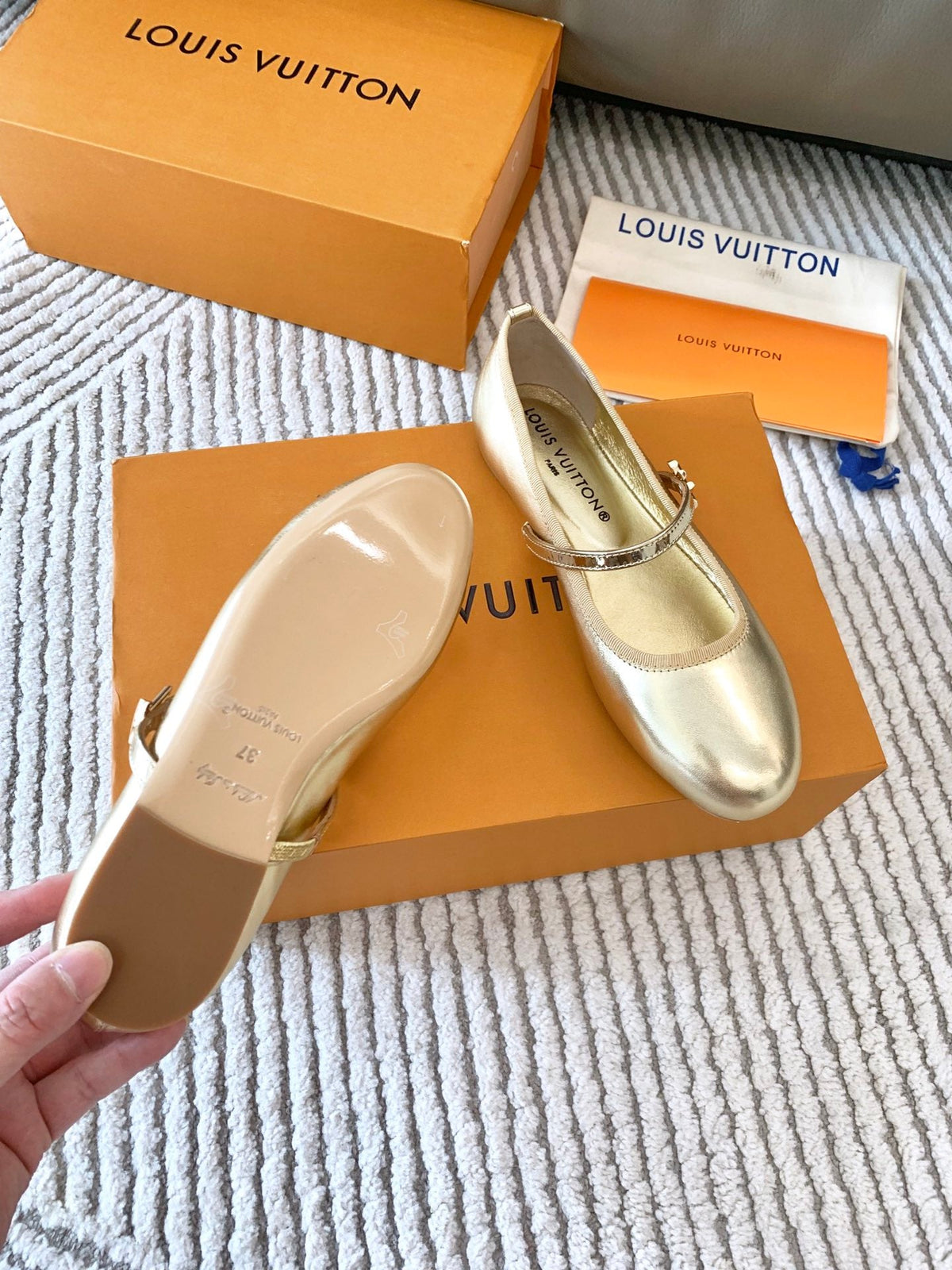LV Romy Flat Ballerina Metallic Gold Lambskin