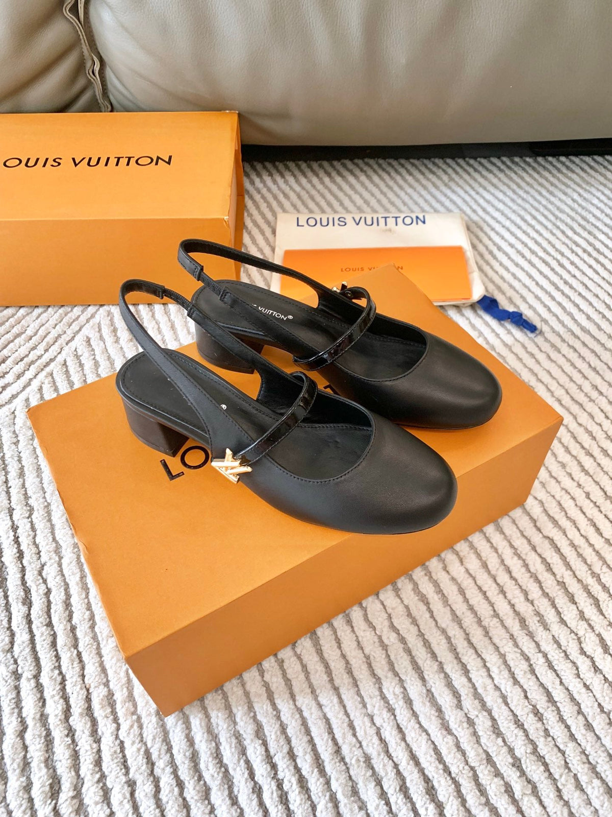 LV Romy Slingback Pump Plain Black Lambskin