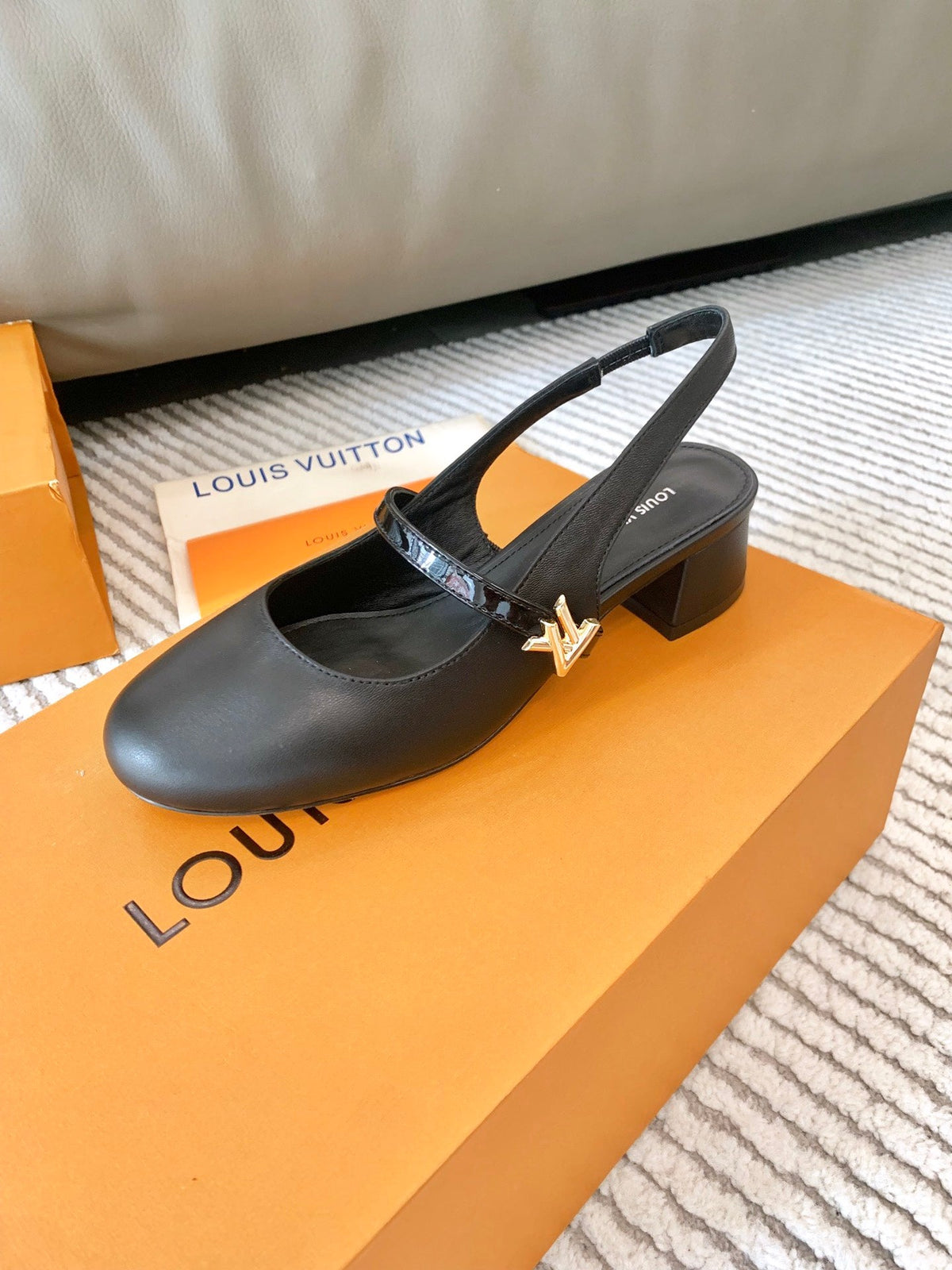 LV Romy Slingback Pump Plain Black Lambskin