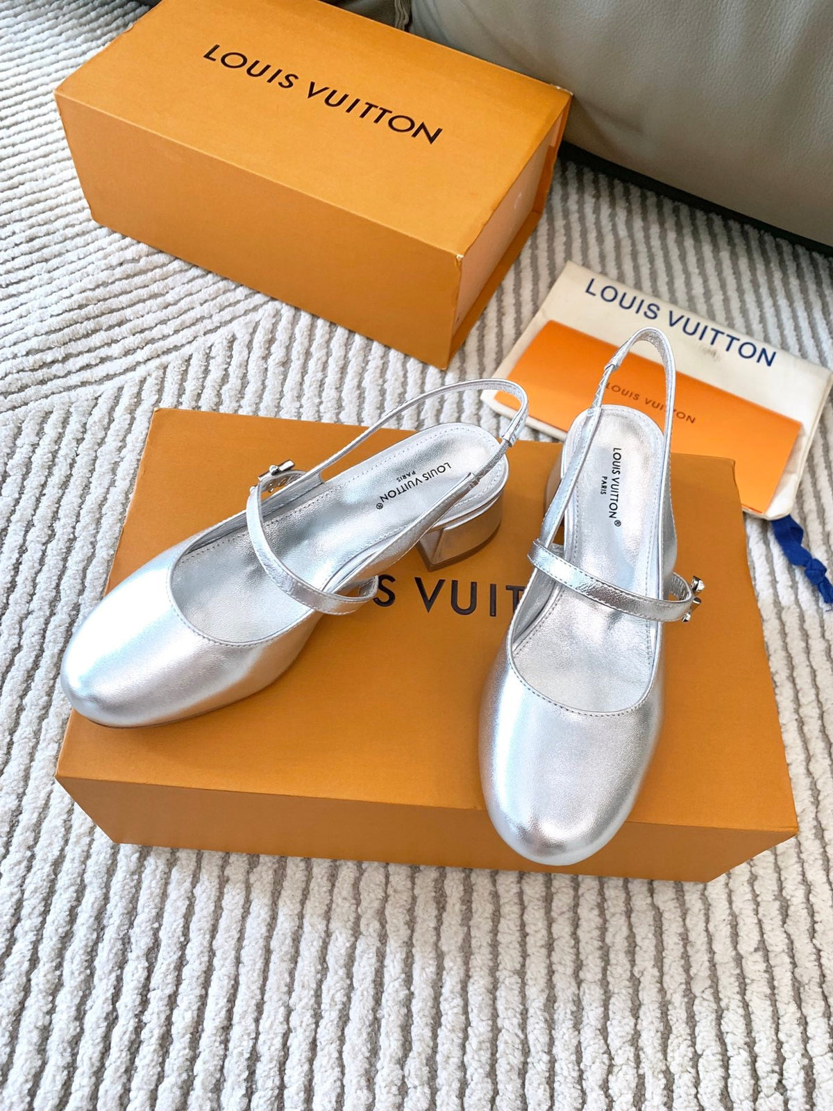 LV Romy Slingback Pump Metallic Silver Lambskin