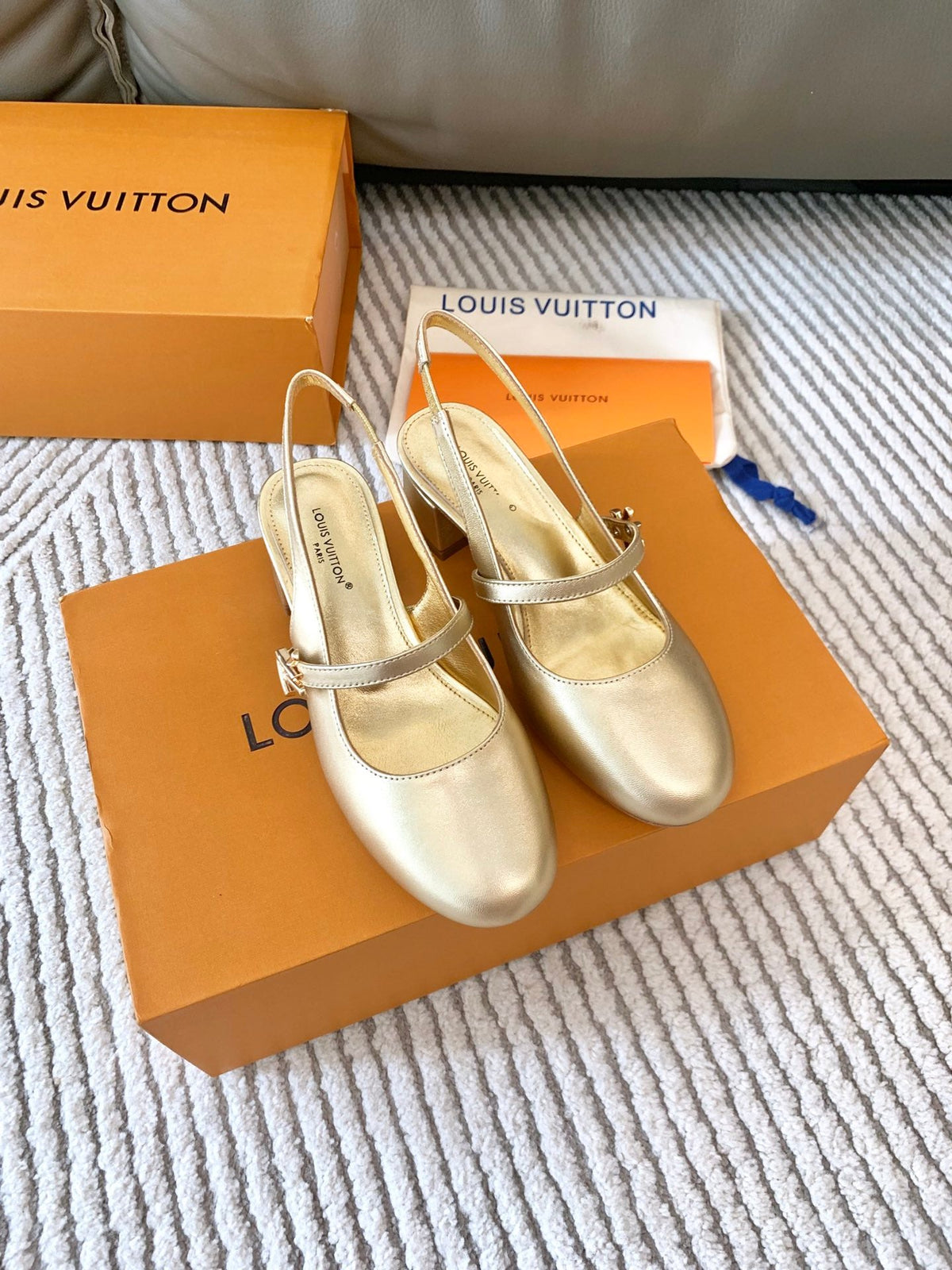 LV Romy Slingback Pump Metallic Gold Lambskin