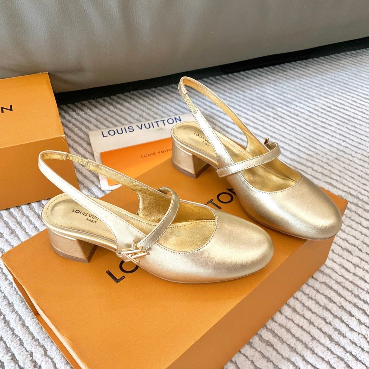 LV Romy Slingback Pump Metallic Gold Lambskin