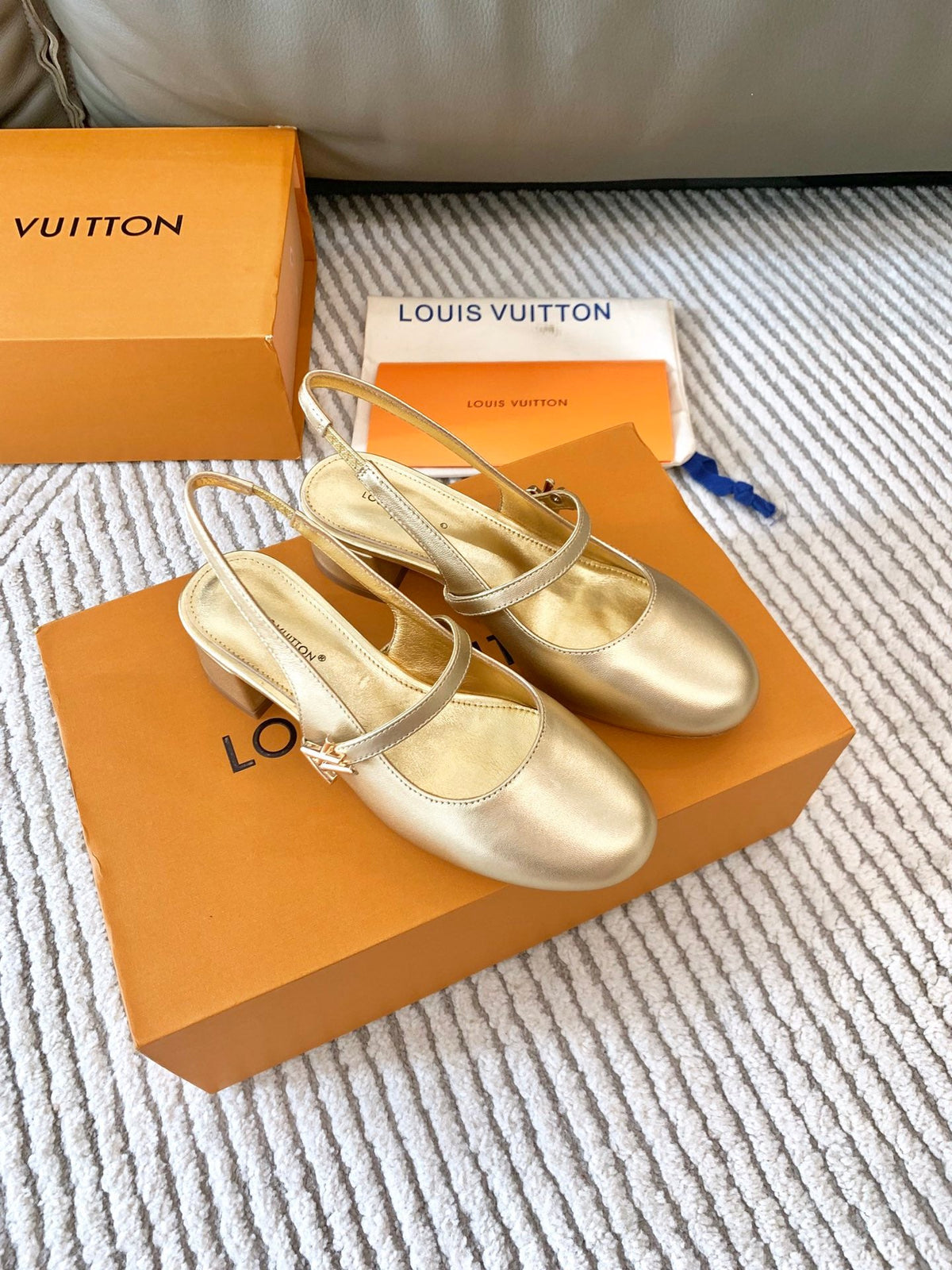 LV Romy Slingback Pump Metallic Gold Lambskin