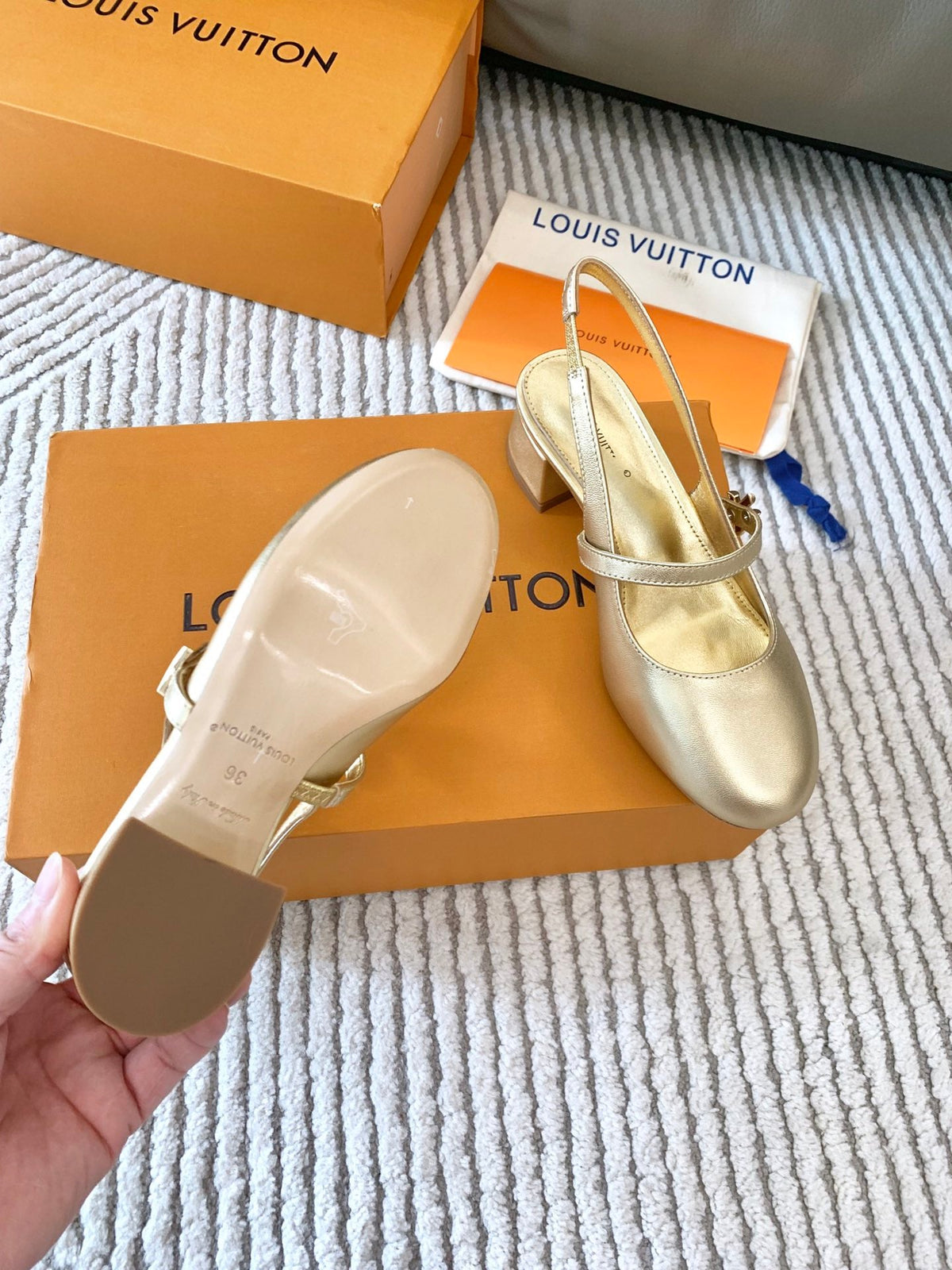 LV Romy Slingback Pump Metallic Gold Lambskin