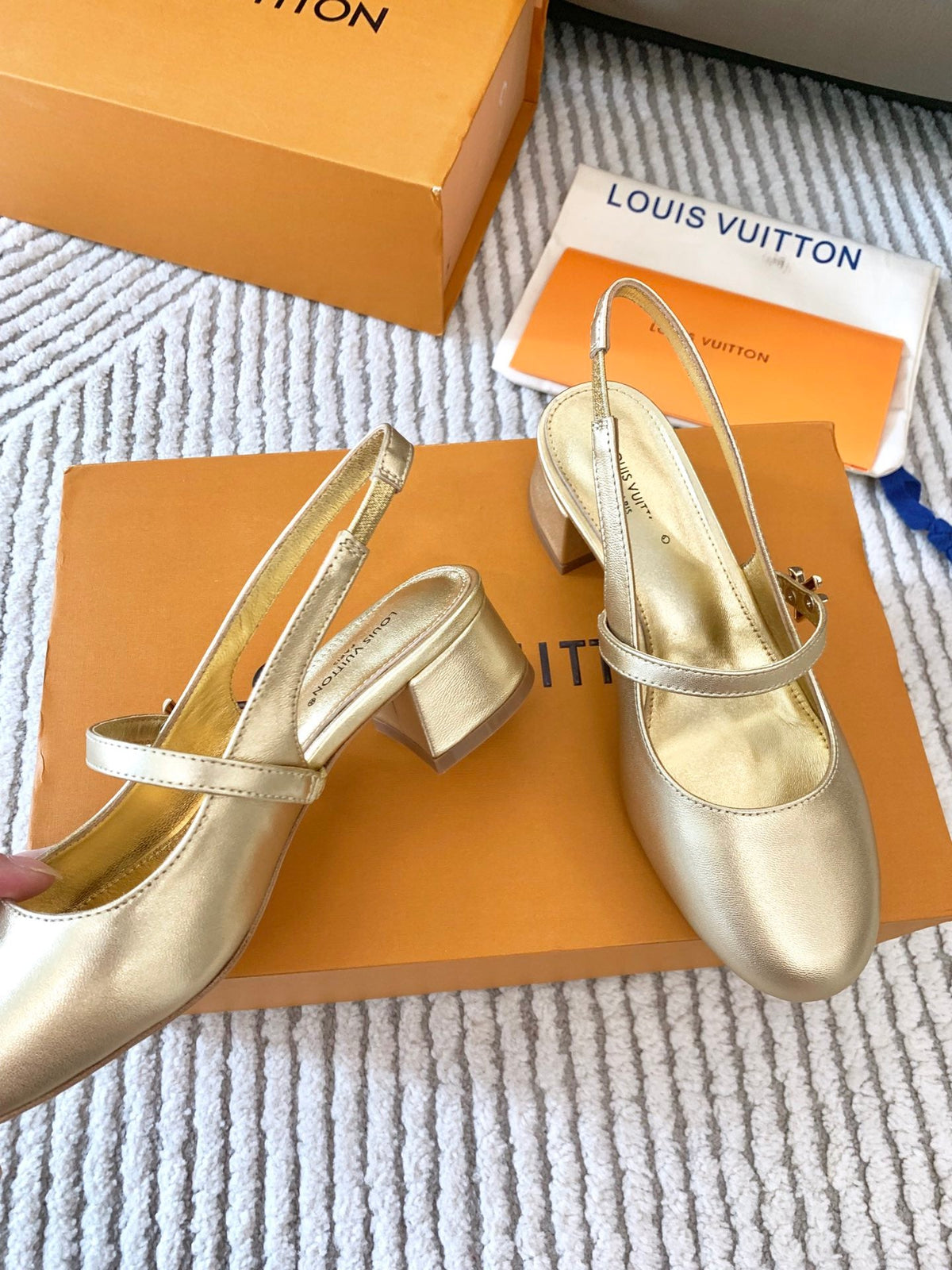 LV Romy Slingback Pump Metallic Gold Lambskin