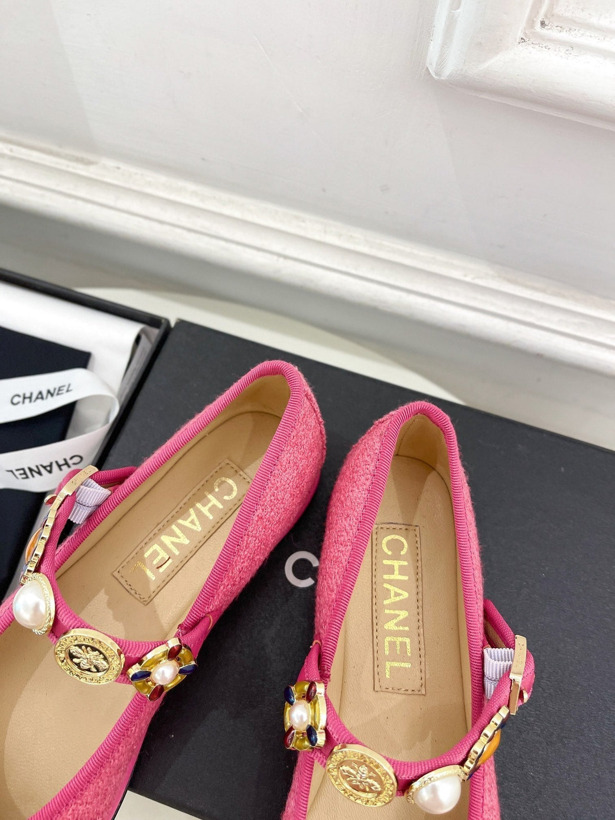 CC Ballet Flats 10mm Dark Pink Wool Tweed And Fabric 948828