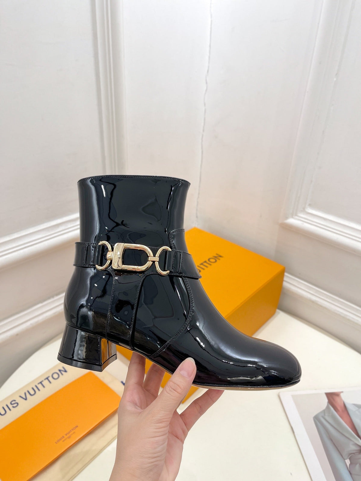 LV Ankle Boots 35mm Glossy Black Cowhide