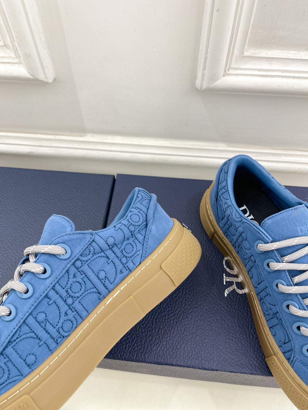 CD B33 Sneaker 30mm In Blue Monogram Denim Fabric 988199