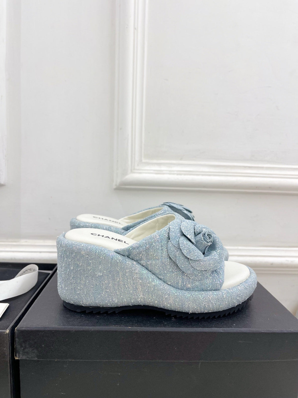 CC 25 Platform Slippers Blue Sheepskin 331006