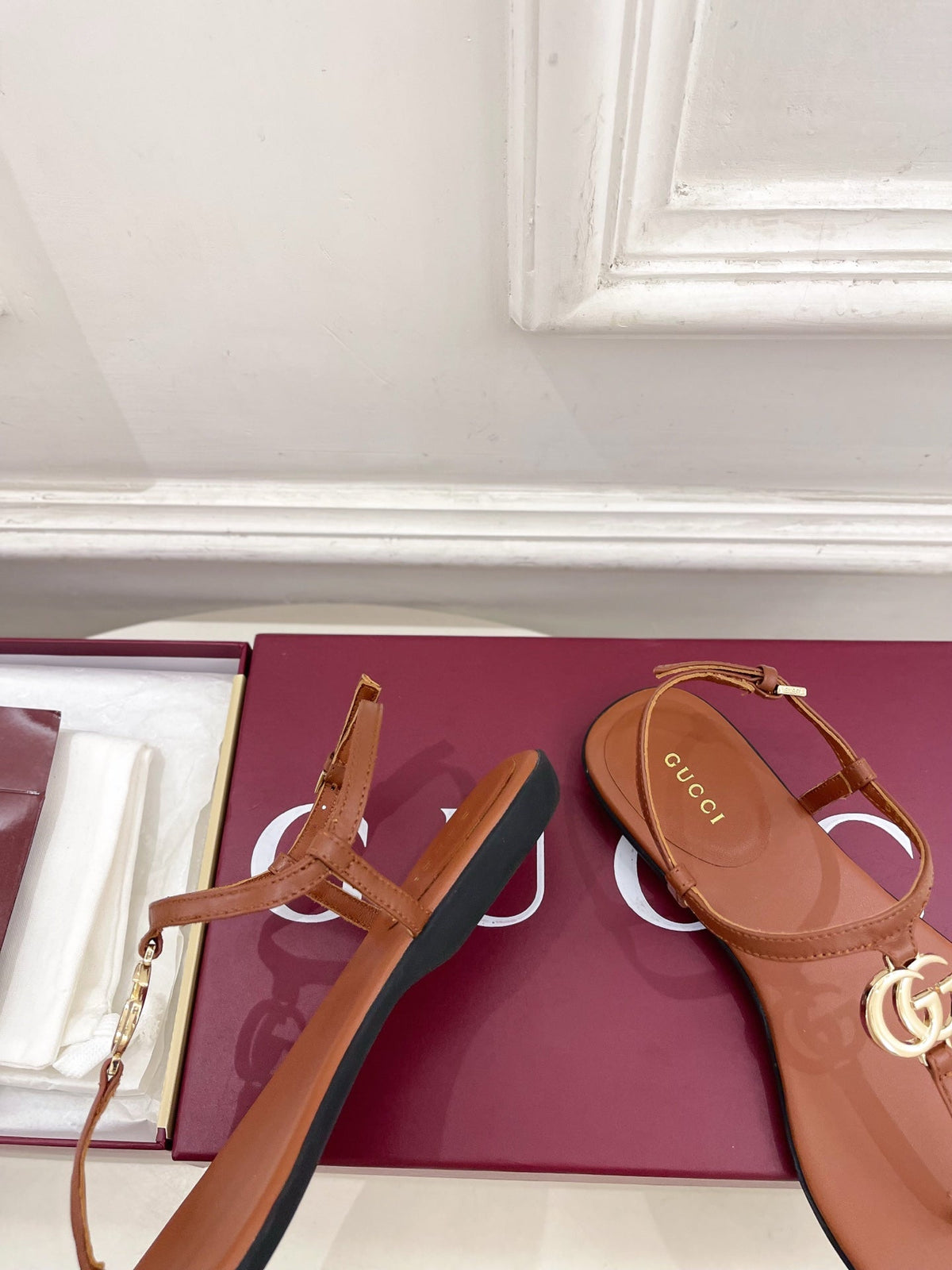 Gucci 2026 Marmont T-Strap Sandals Leather 946528