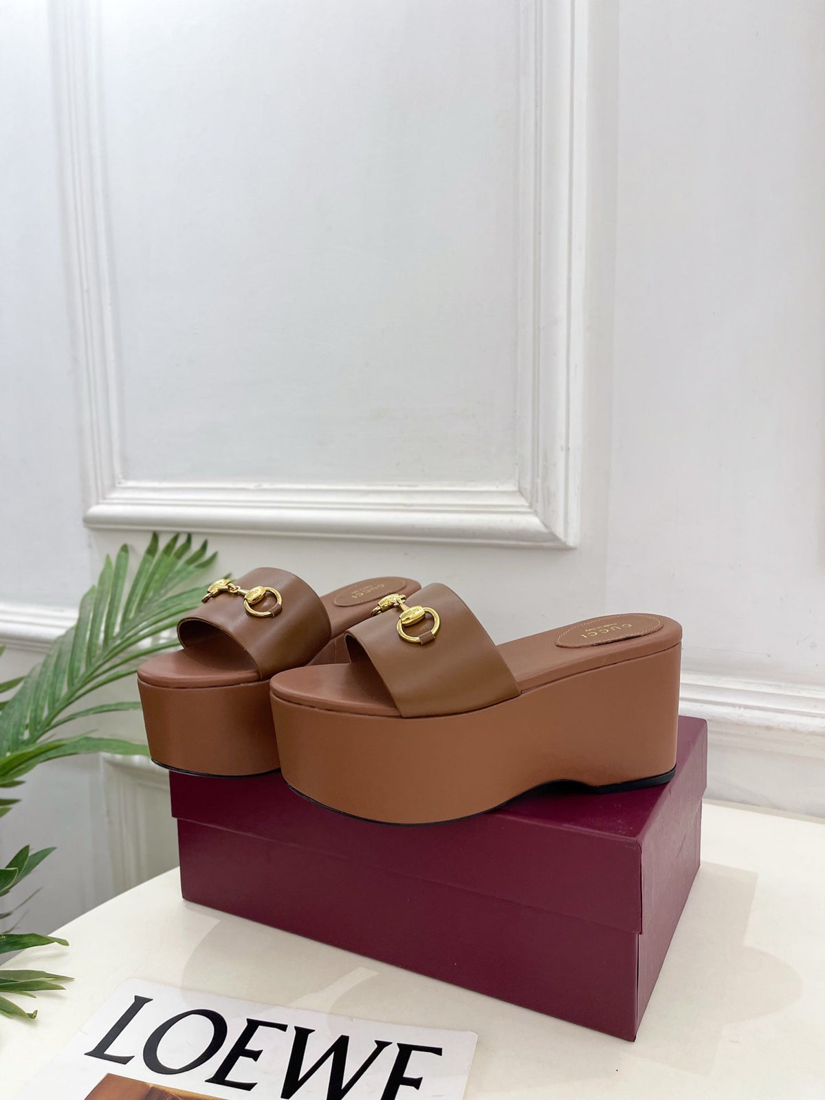 Gucci 2026 Wedge Platform Sandals 80mm Canvas Leather 946548