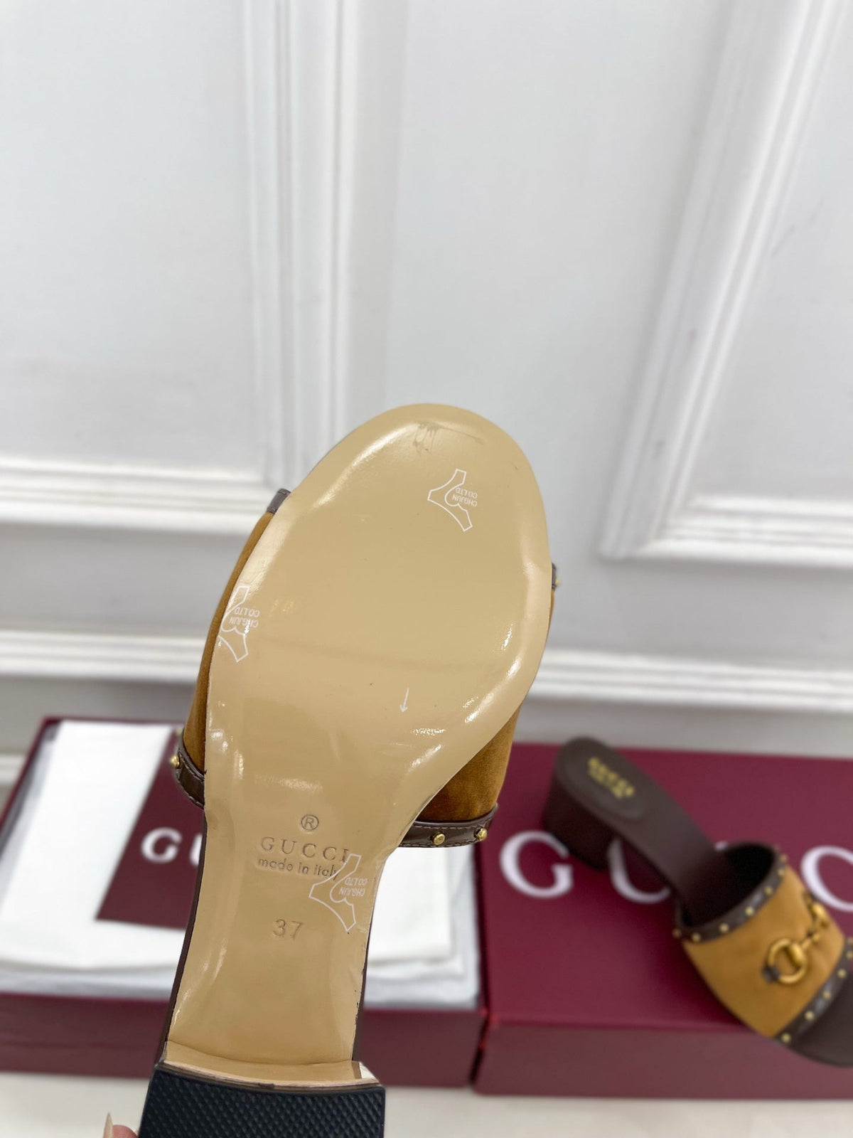 Gucci 2026 Horsebit Studded Mule 55mm Suede Canvas 946652