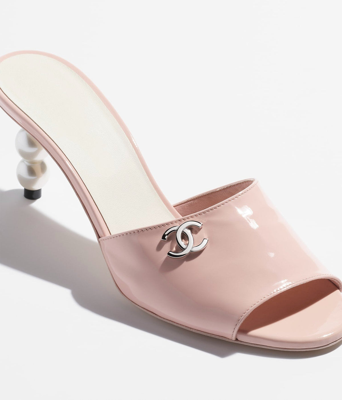 mules light pink patent lambskin