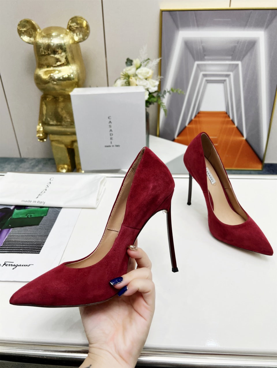 Casadei Pump 11.5cm Dark Red Suede