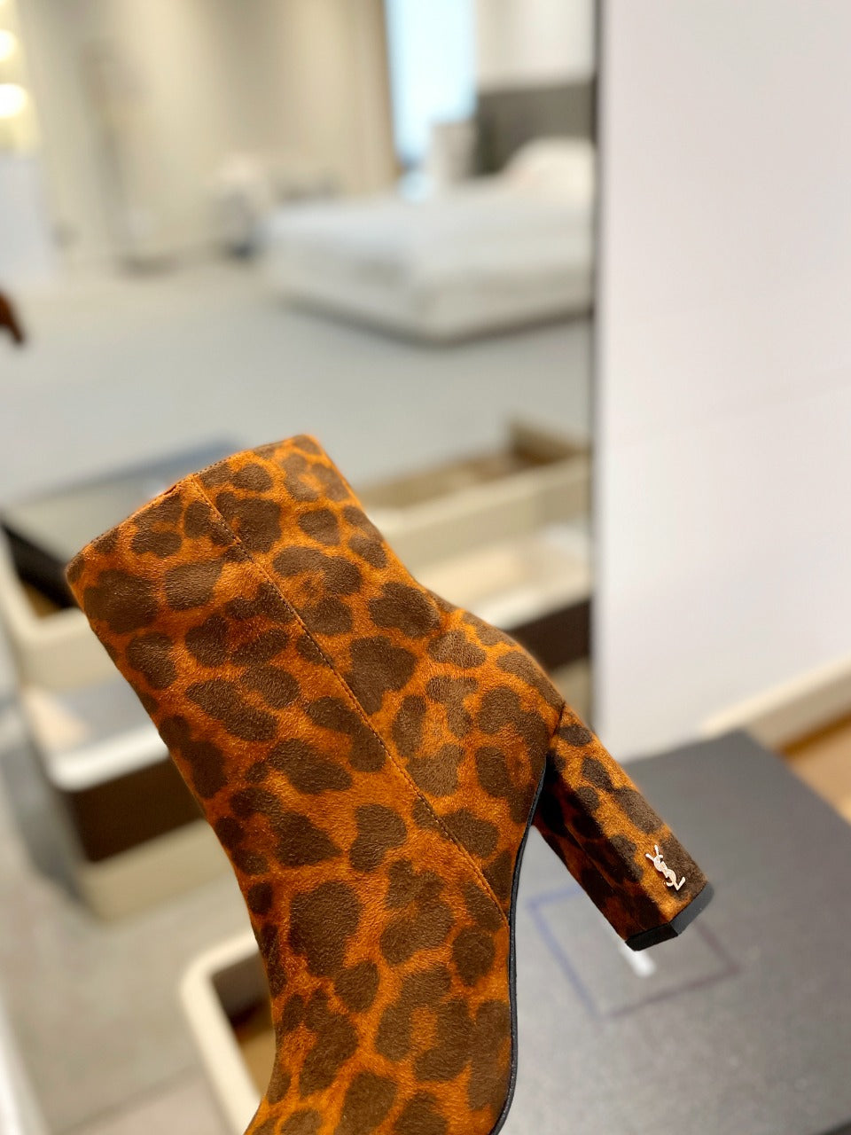 SL HONORÃ‰ BOOTIES LEOPARD BRICK SUEDE