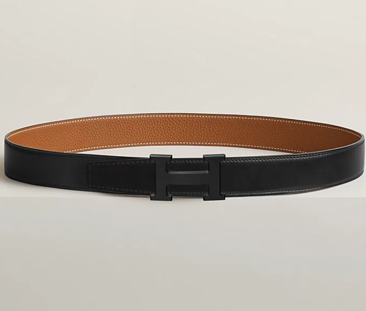 H belt buckle & Reversible leather strap 38mm Black Hardware